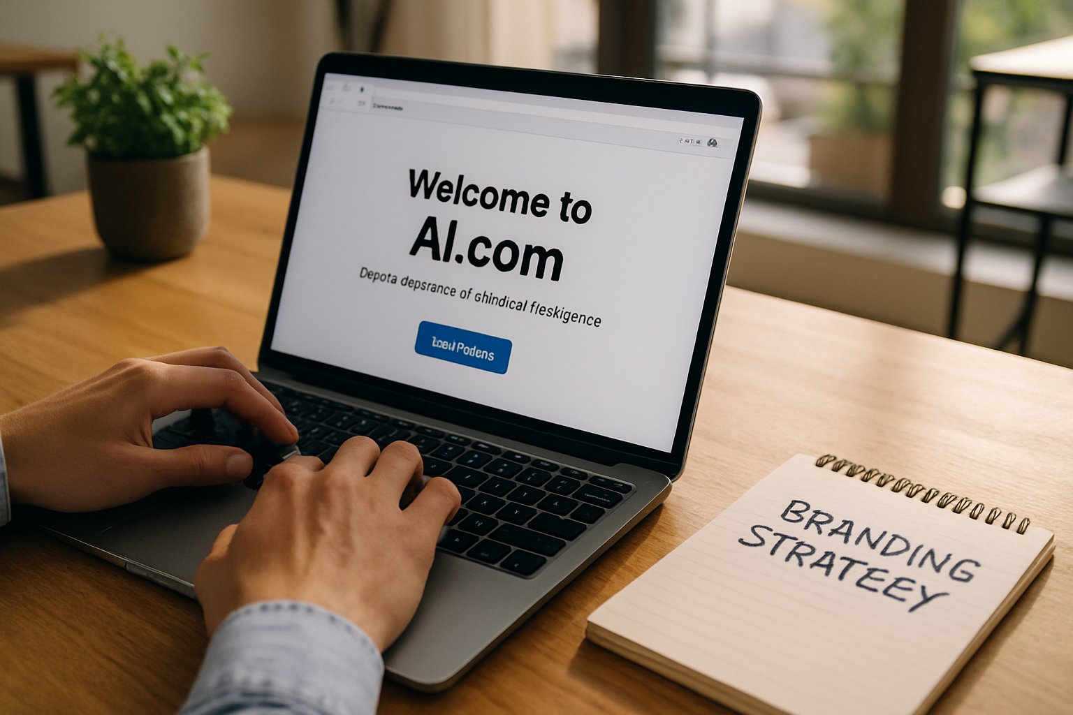 Laptop displaying AI.com homepage as part of a modern Branding Strategy.