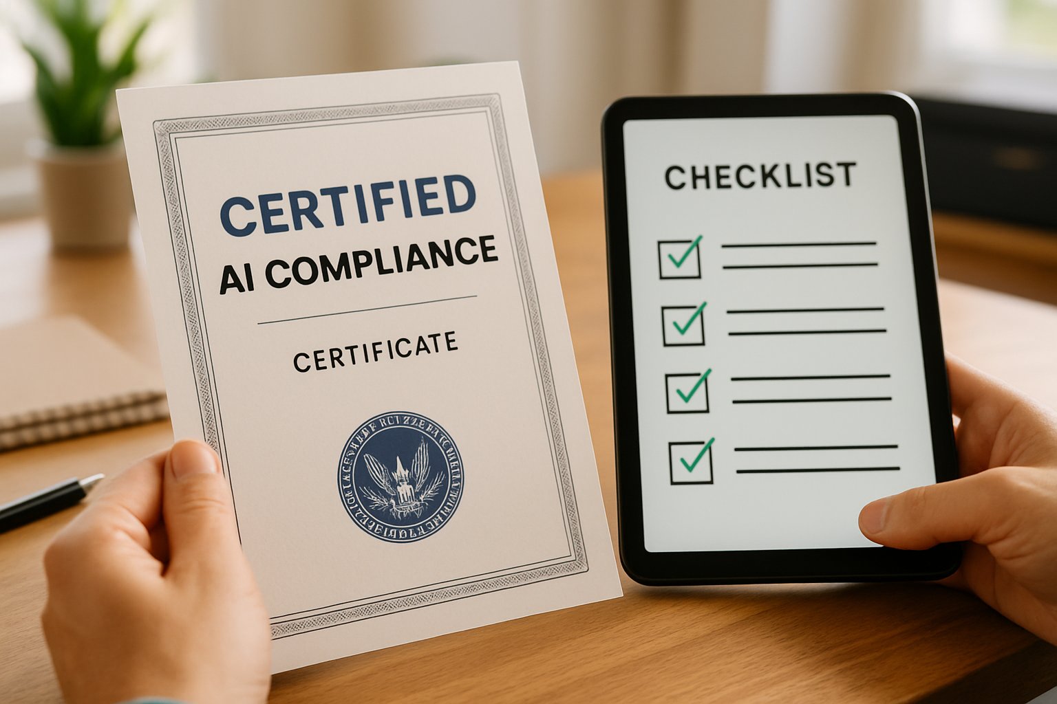 Certified AI Compliance certificate showcased in a professional SEC exam context.