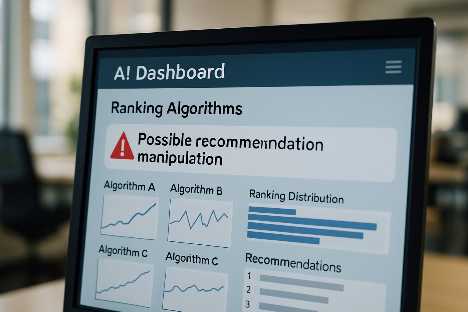 AI dashboard displays manipulated Recommendation Poisoning warnings.
