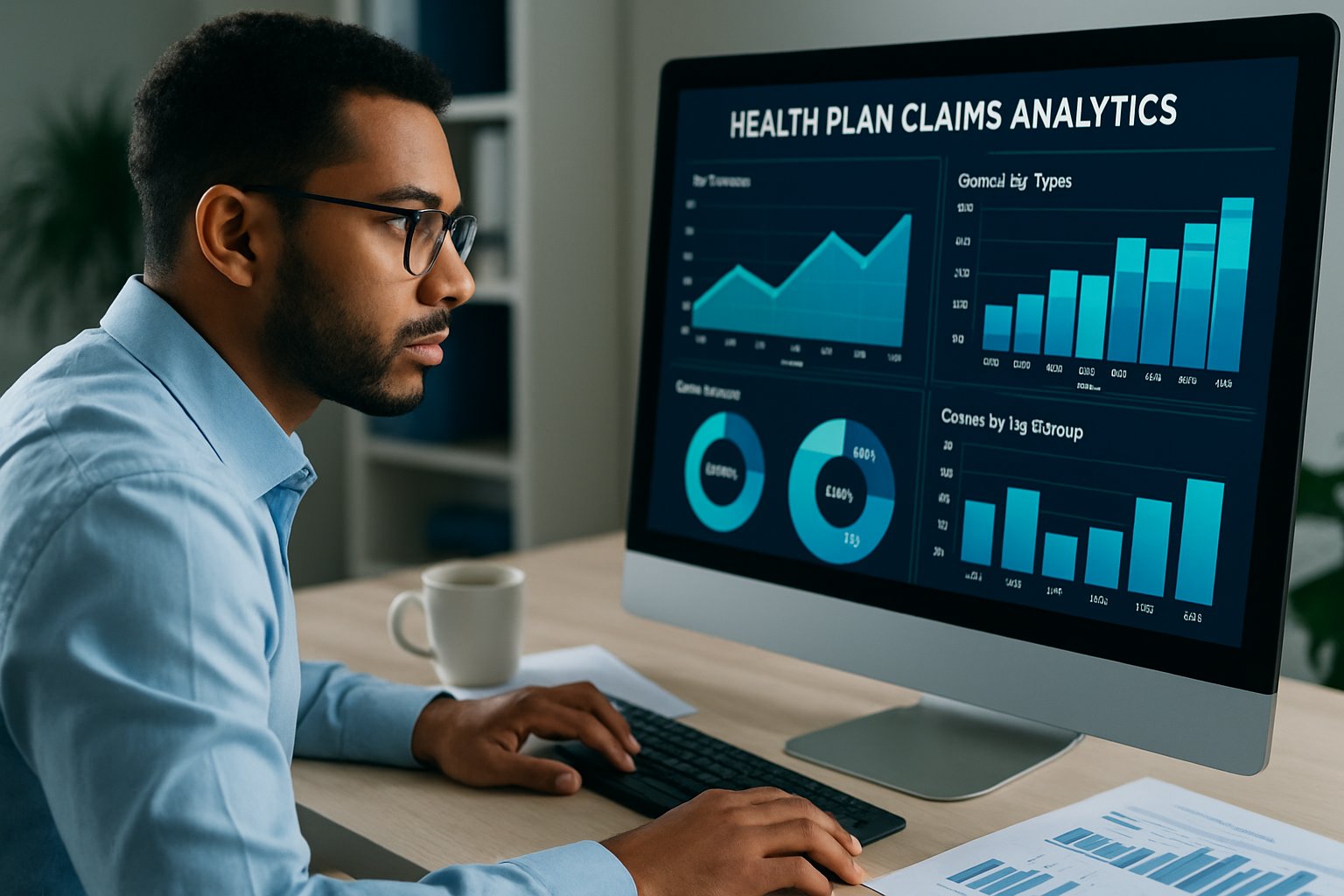 Data scientist using AI tools to optimize Health Plan Claims data.