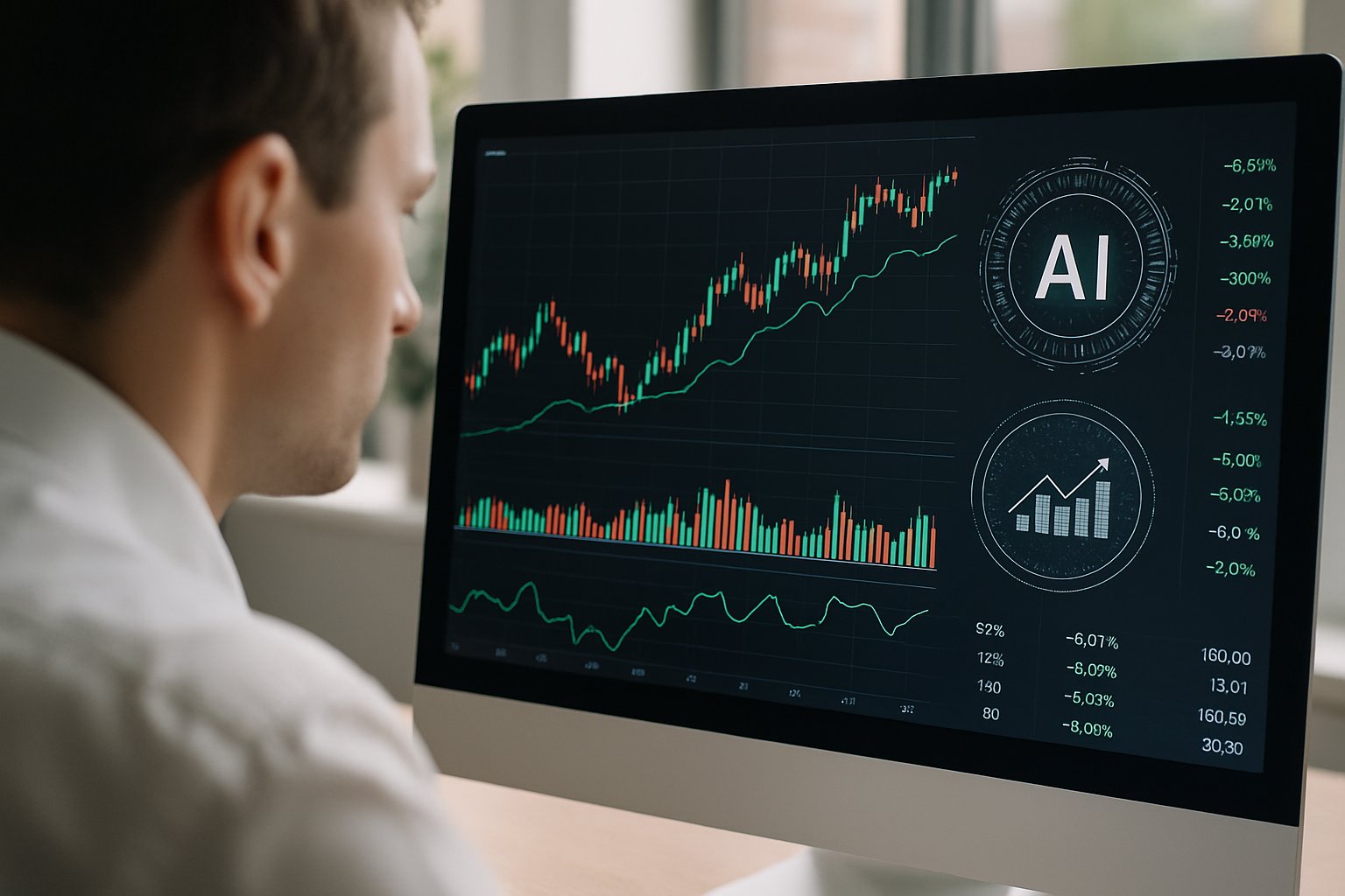 Professional analyzing market data for Tactical Trading strategies with AI-powered tools.