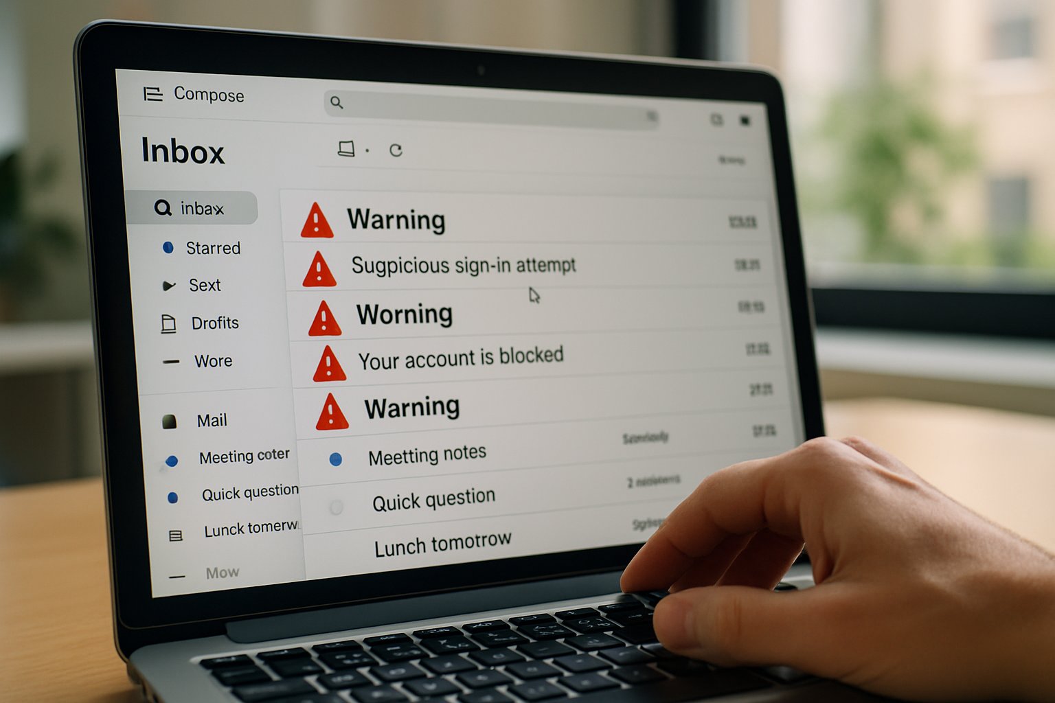 Email inbox compromised by AI Automation error showing mass deletion.