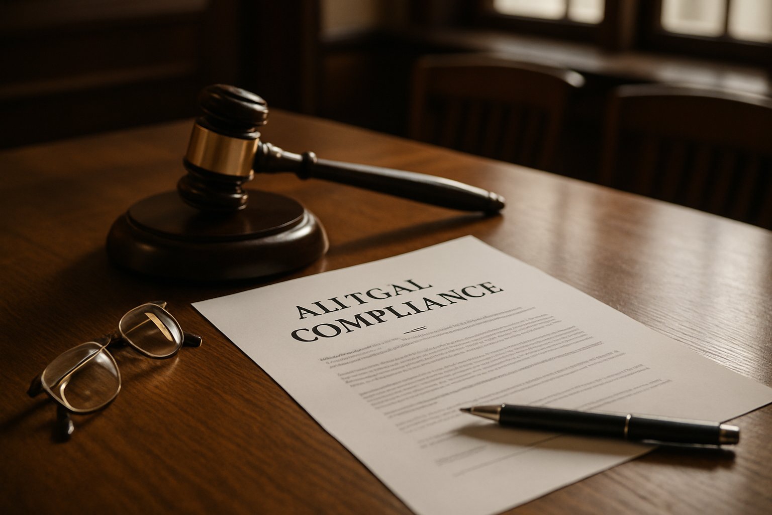 AI Legal compliance documents and gavel for Mirror hacking litigation cases.