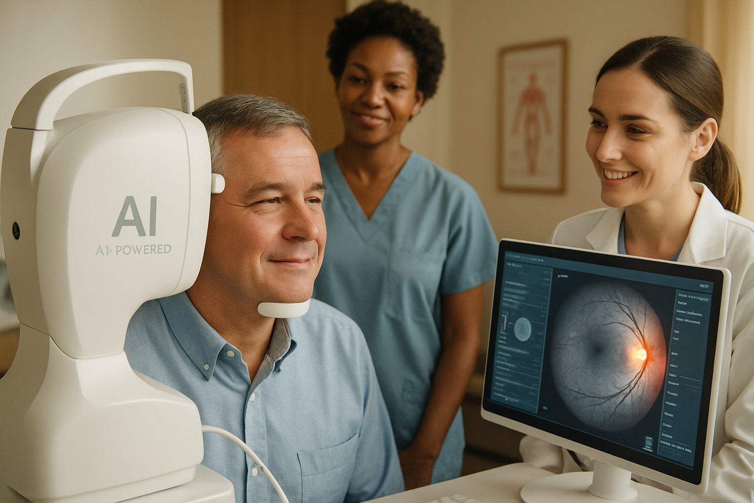 Patient undergoing Healthcare AI Longevity preventive screening at clinic