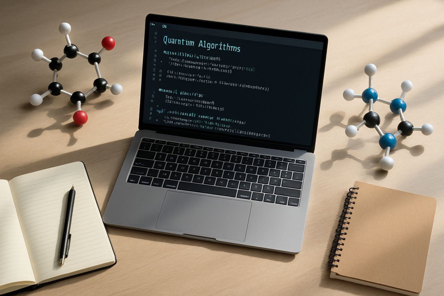AI Quantum Computing workstation with code and drug discovery models.