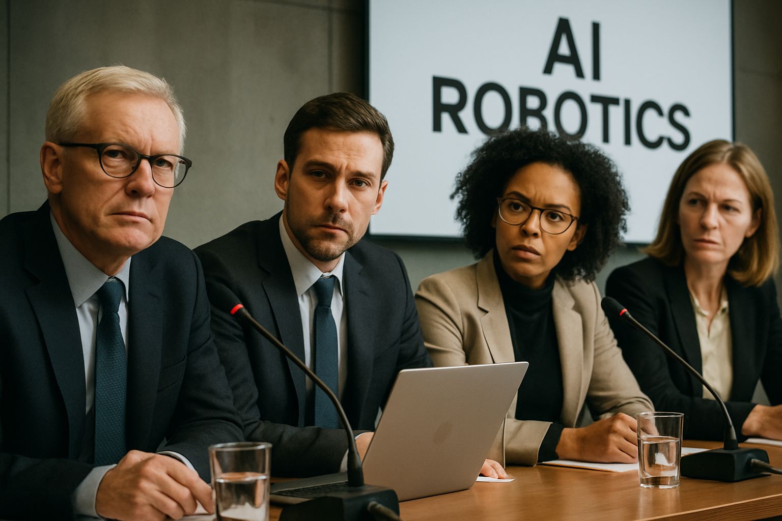 Panel of experts debates AI Robotics ethics and transparency at conference.