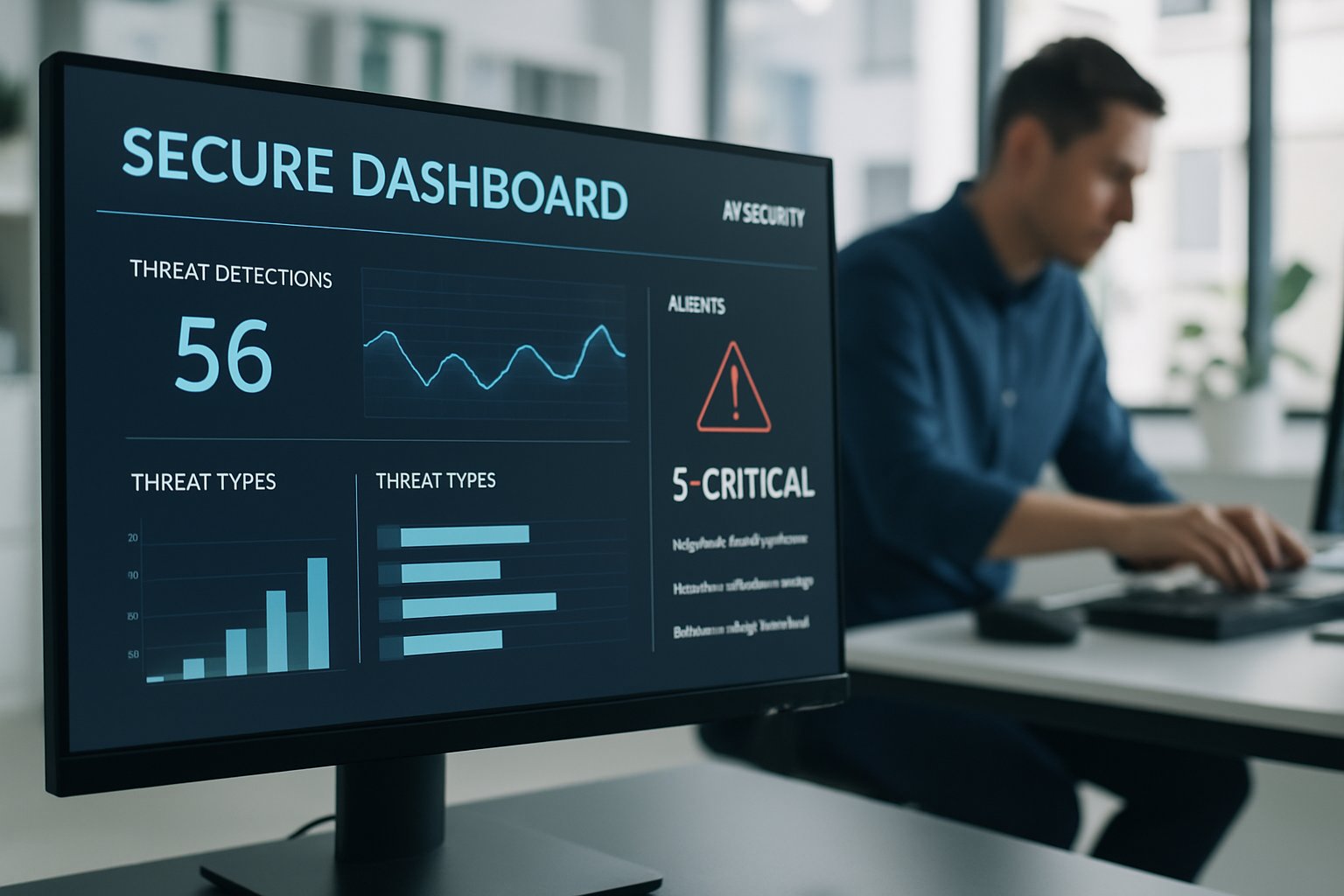 AI security threat monitoring dashboard on computer screen