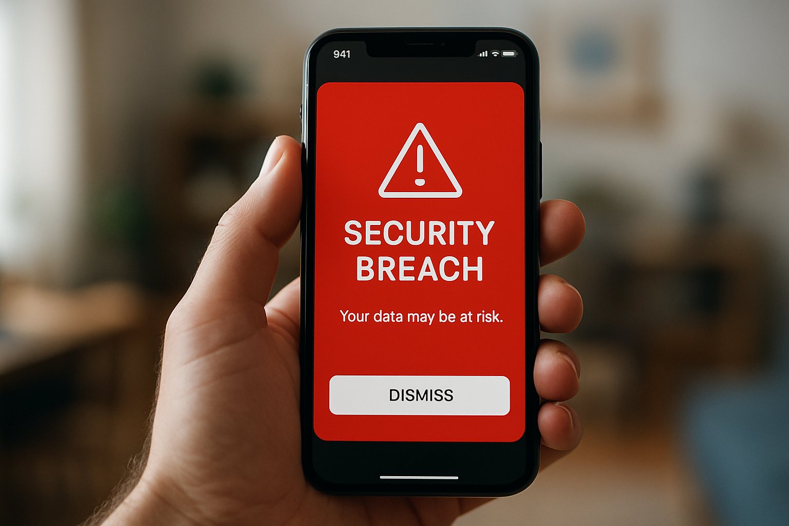 Smartphone alert shows Agentic Security Nightmare warning notification.