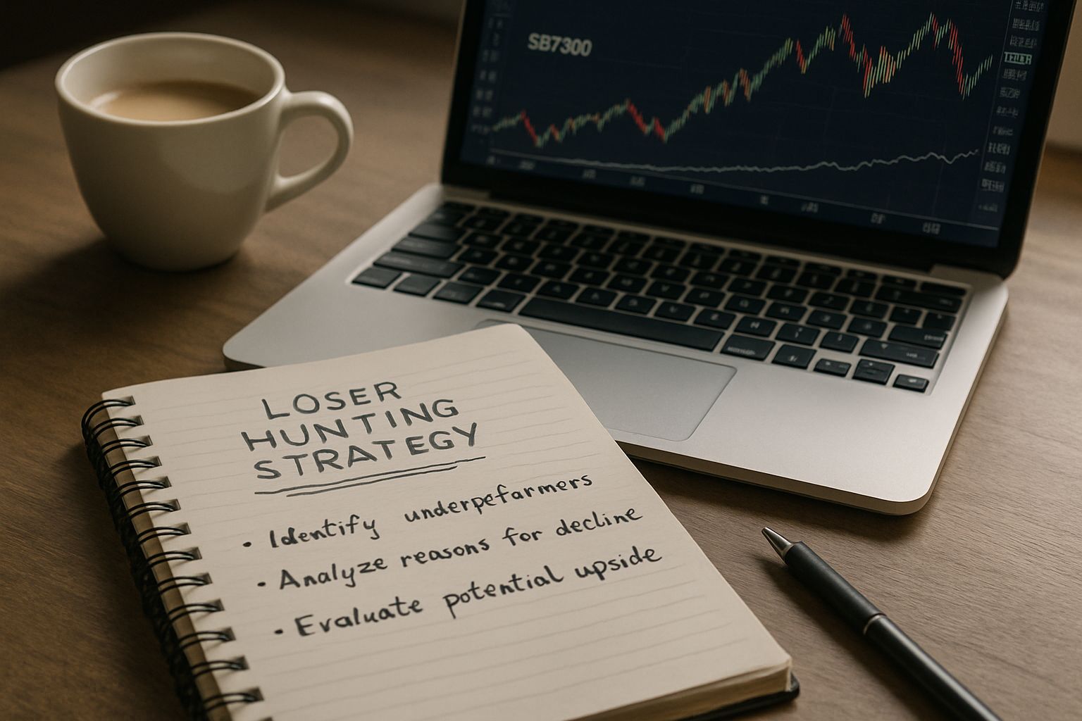 Analyst desk illustrating AI Equity Volatility and loser hunting strategy on S&P 500.