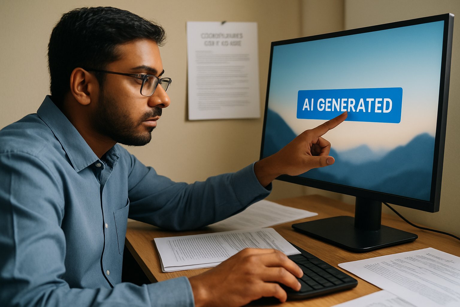 IT specialist handling Regulatory Compliance processes and applying AI-generated labels on digital content.