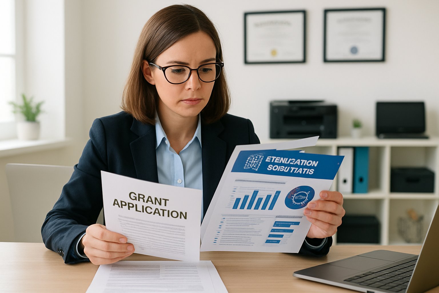 Educator preparing application for AI Education Solutions grant support.