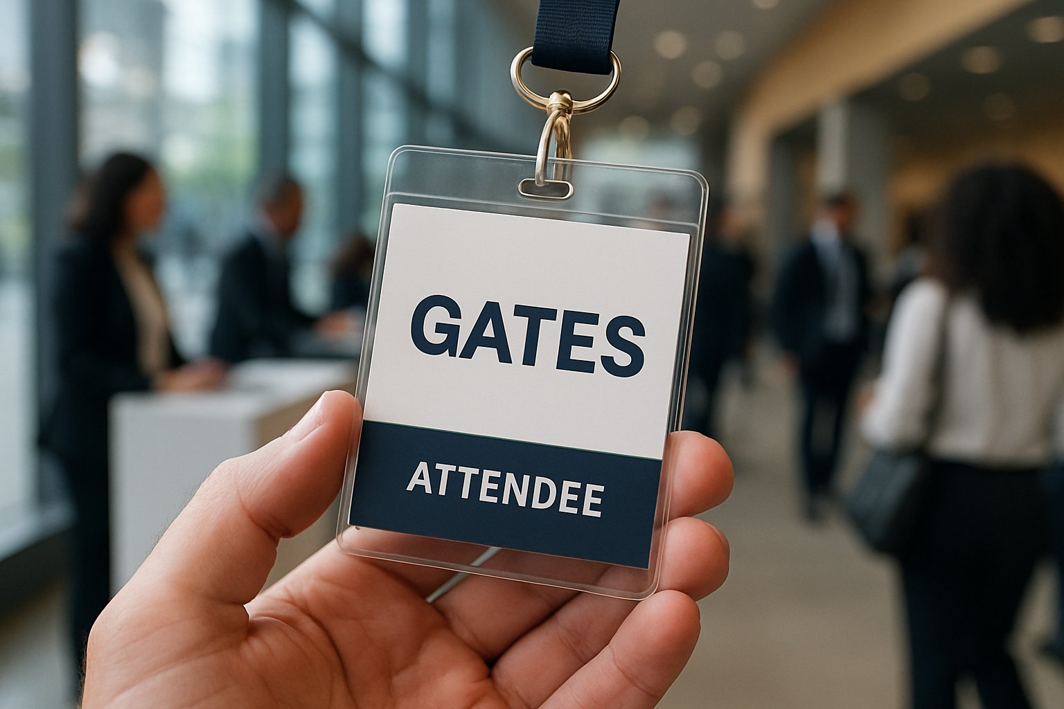 Gates Attendance name badge at India AI Impact Summit entrance