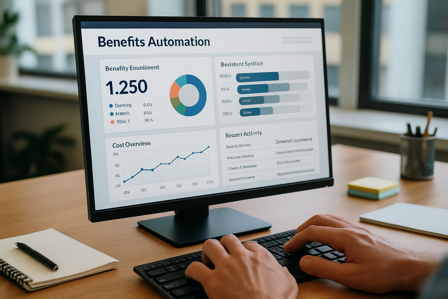 Data dashboard from Benefits Automation HR streamlining employee benefits administration.