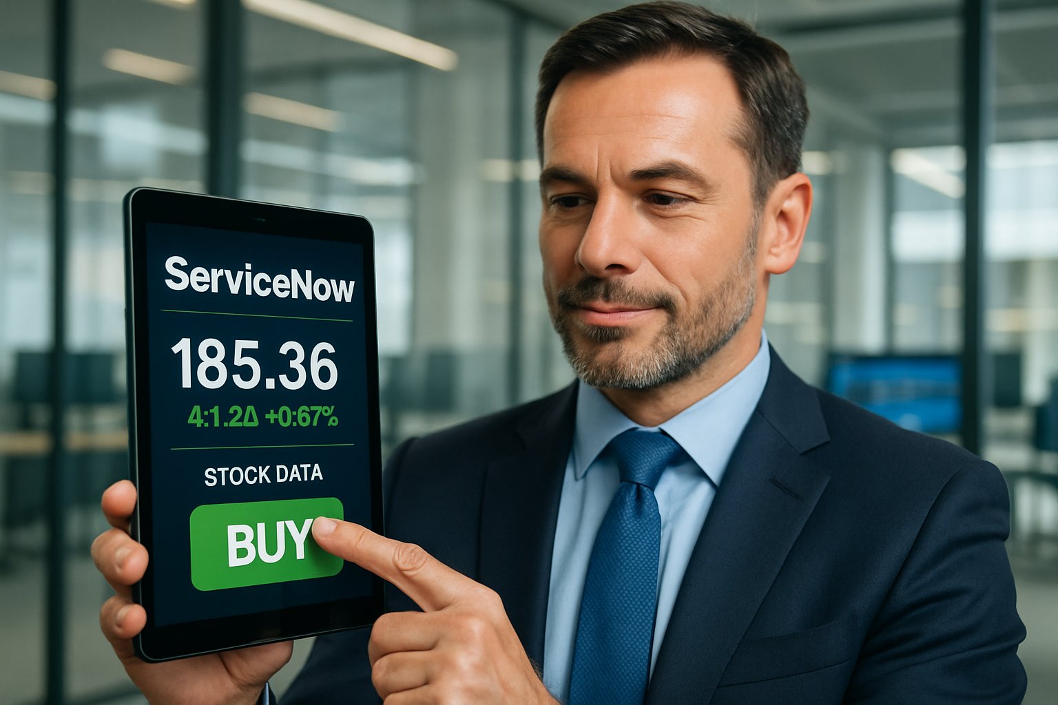 CEO initiating Insider Buy Signals with a stock purchase on a digital device.