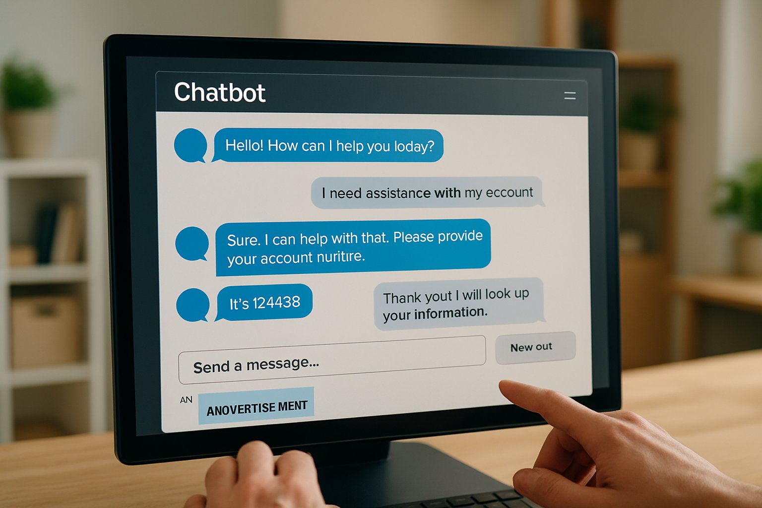 AI Monetization Ethics illustration with a chatbot showing integrated ads.