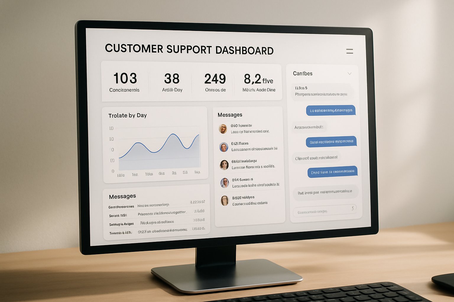 Customer Experience Automation dashboard with analytics and chatbot interface.