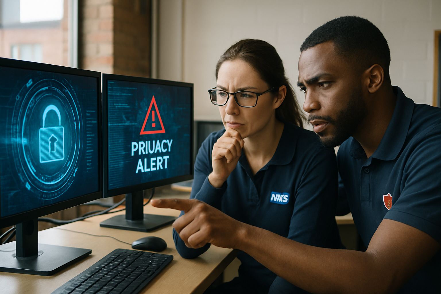 Cybersecurity experts analyze Regulatory Security Level risks on computer screens