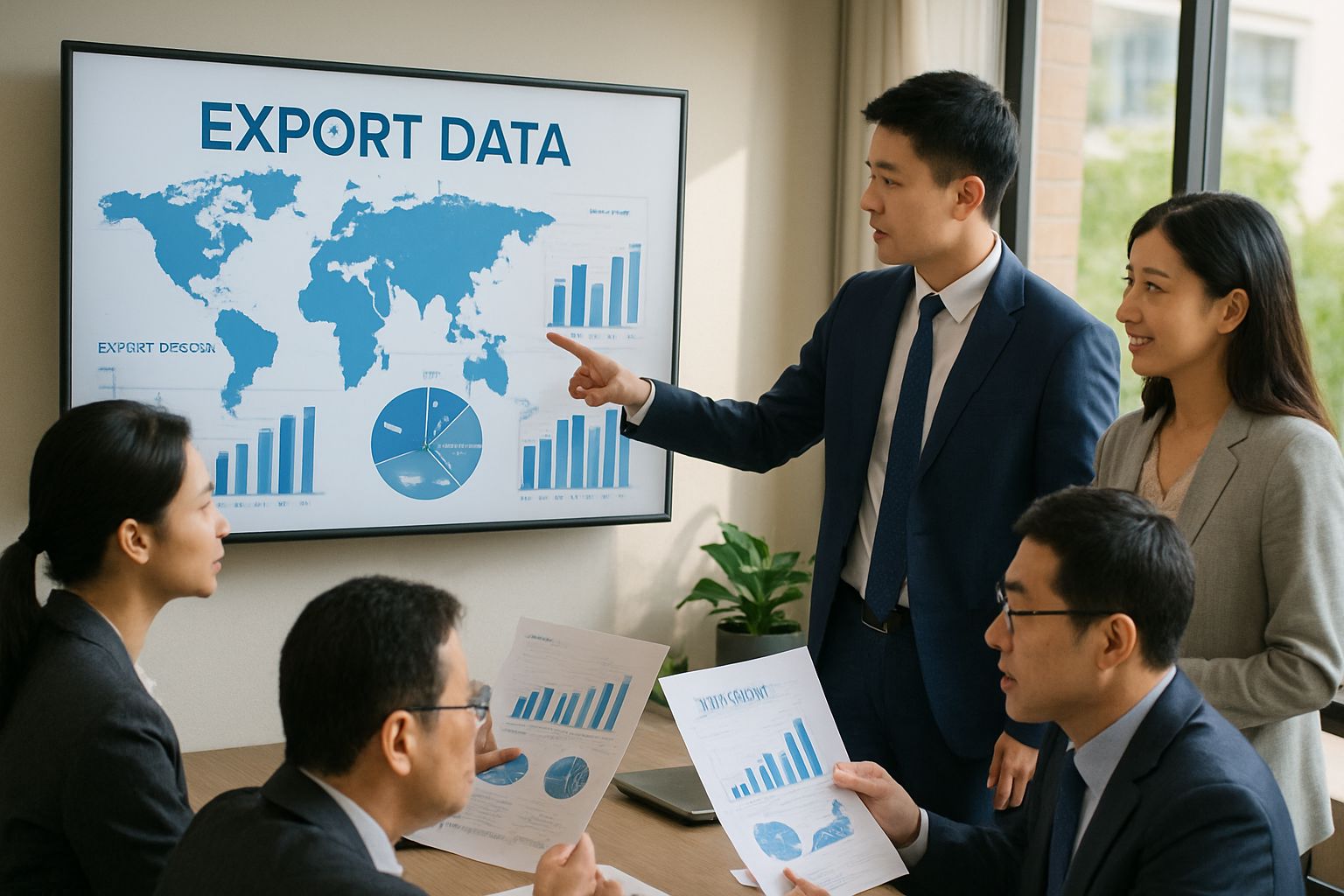 China Trade Winners team analyzing export data in a modern office setting.