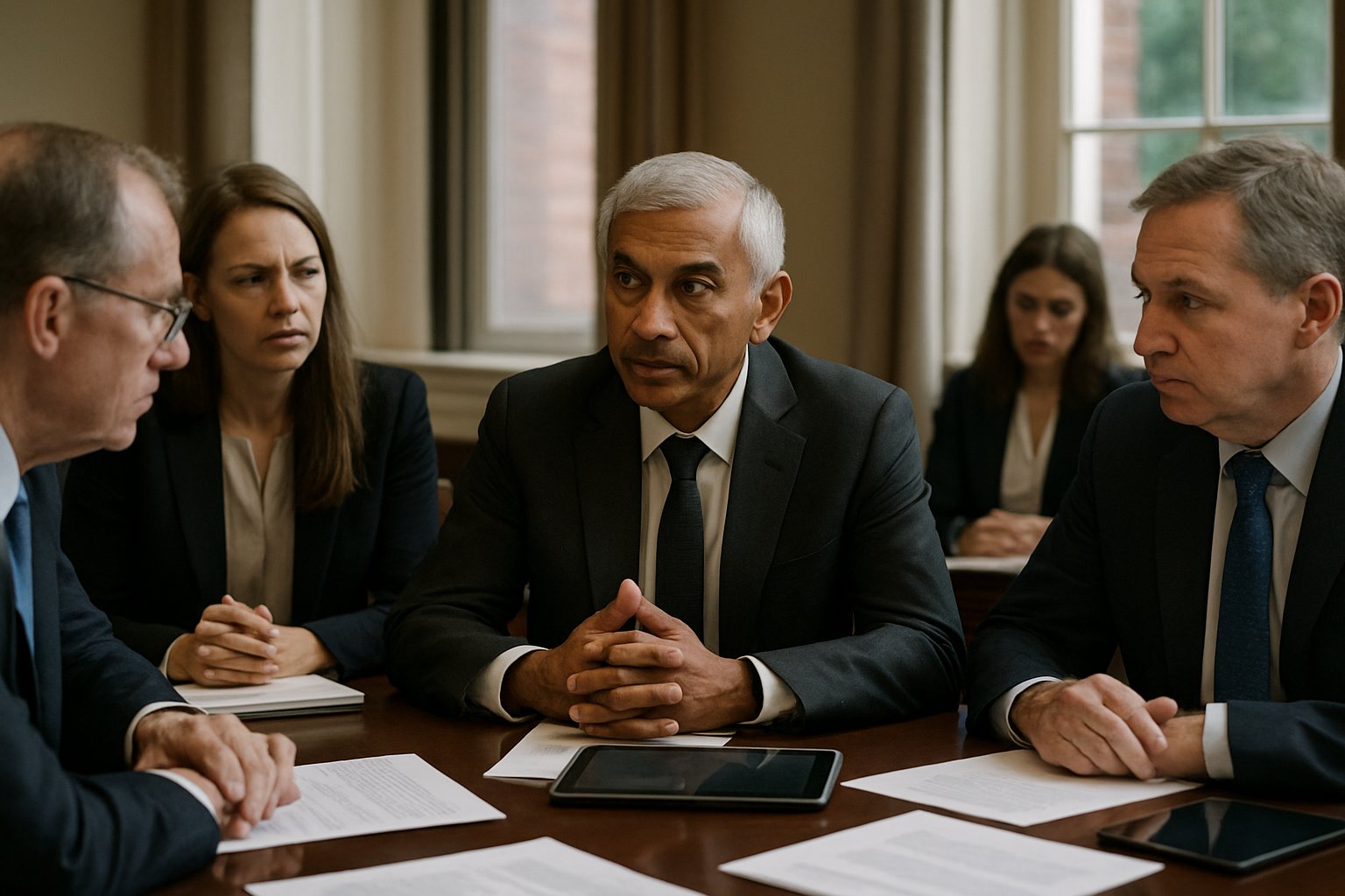 Vinod Khosla debating with lawmakers about AI risk and policy.