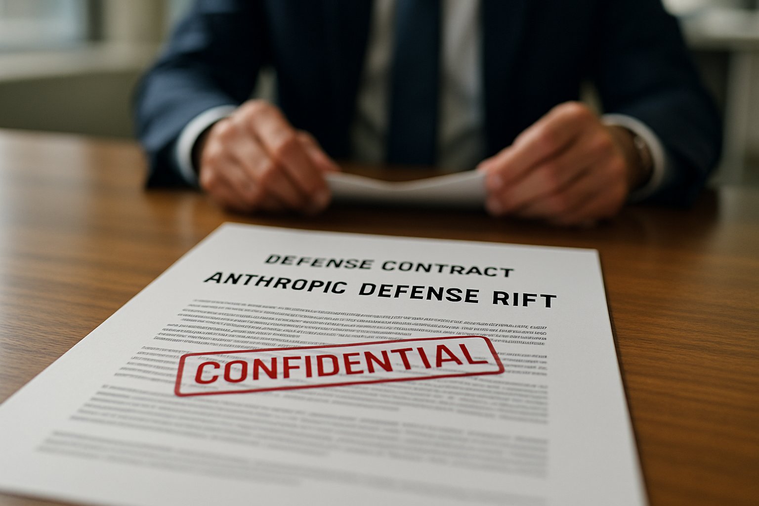 Anthropic Defense Rift contract under Pentagon review on office table.