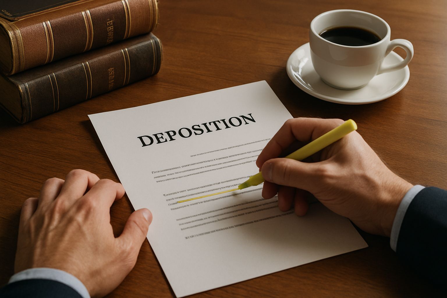 Legal Discovery documents during deposition preparation by attorneys.