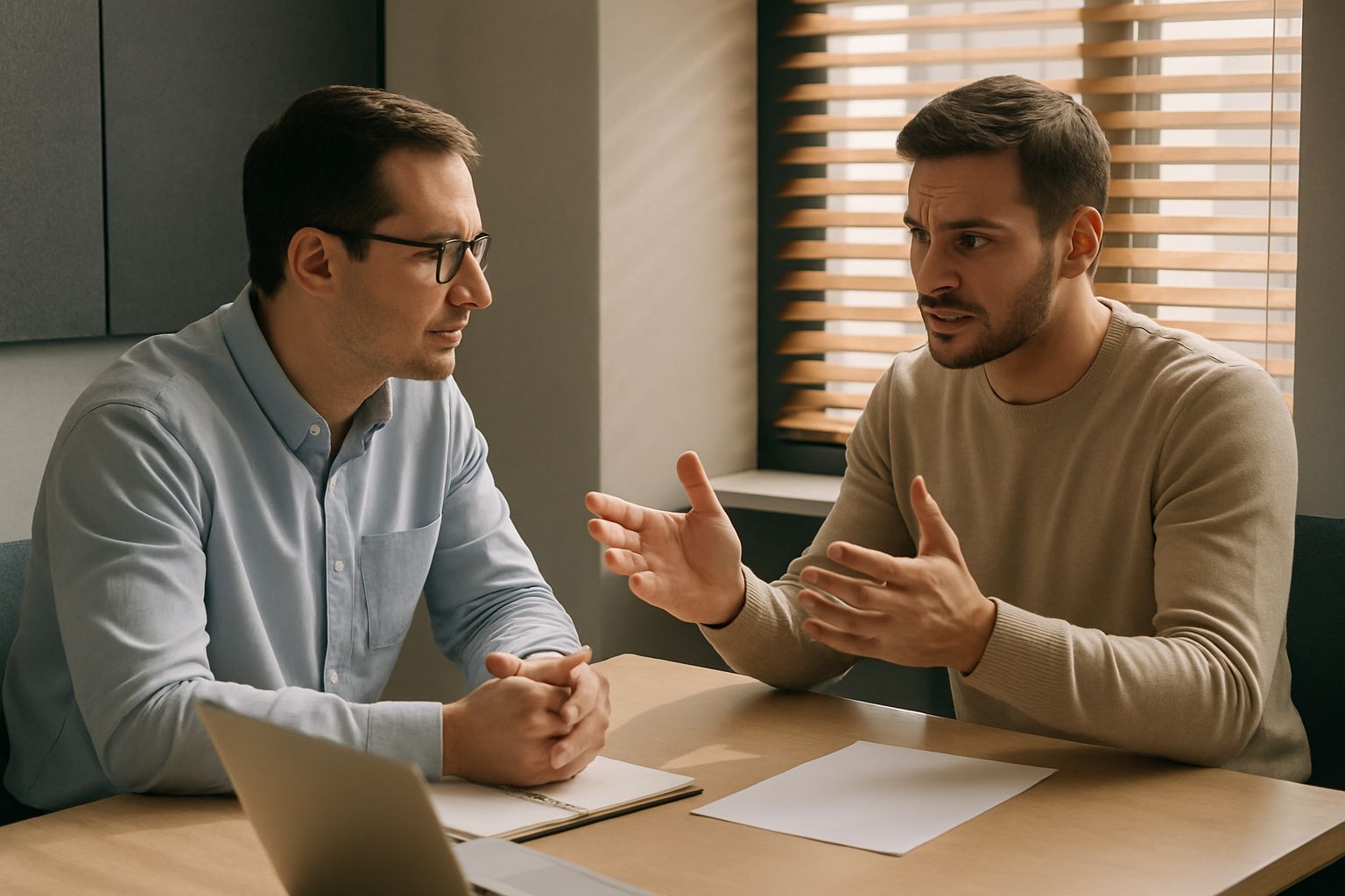 Marketing Agency Layoffs discussed in private office meeting room.