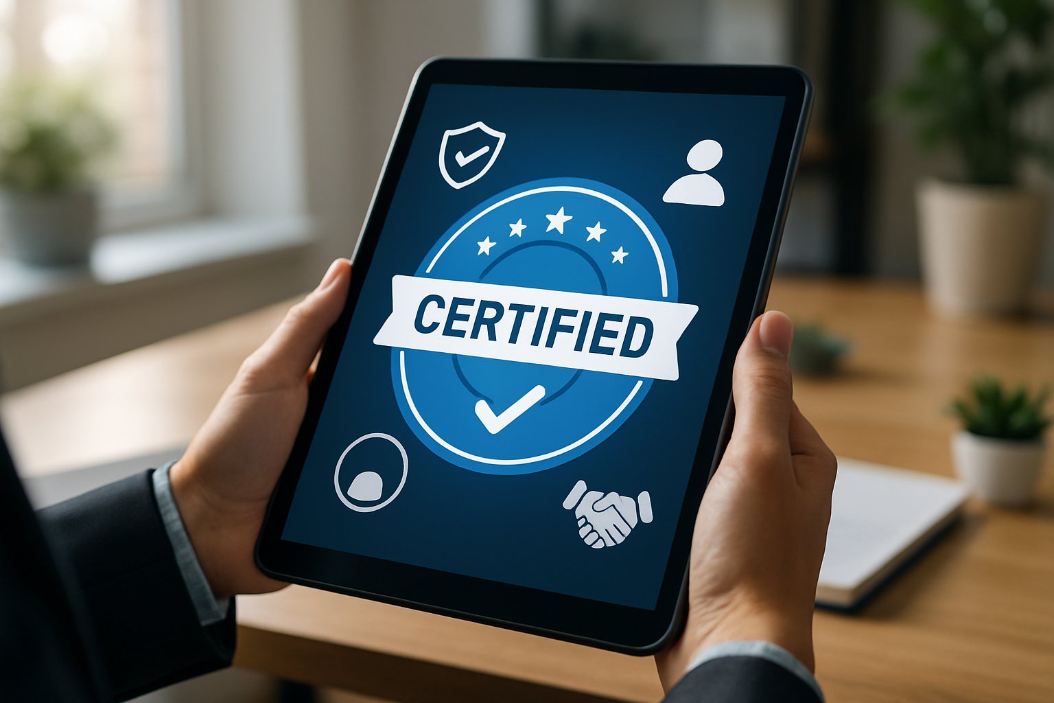 Verifying Machine Readable Brand Signals certification on digital device.