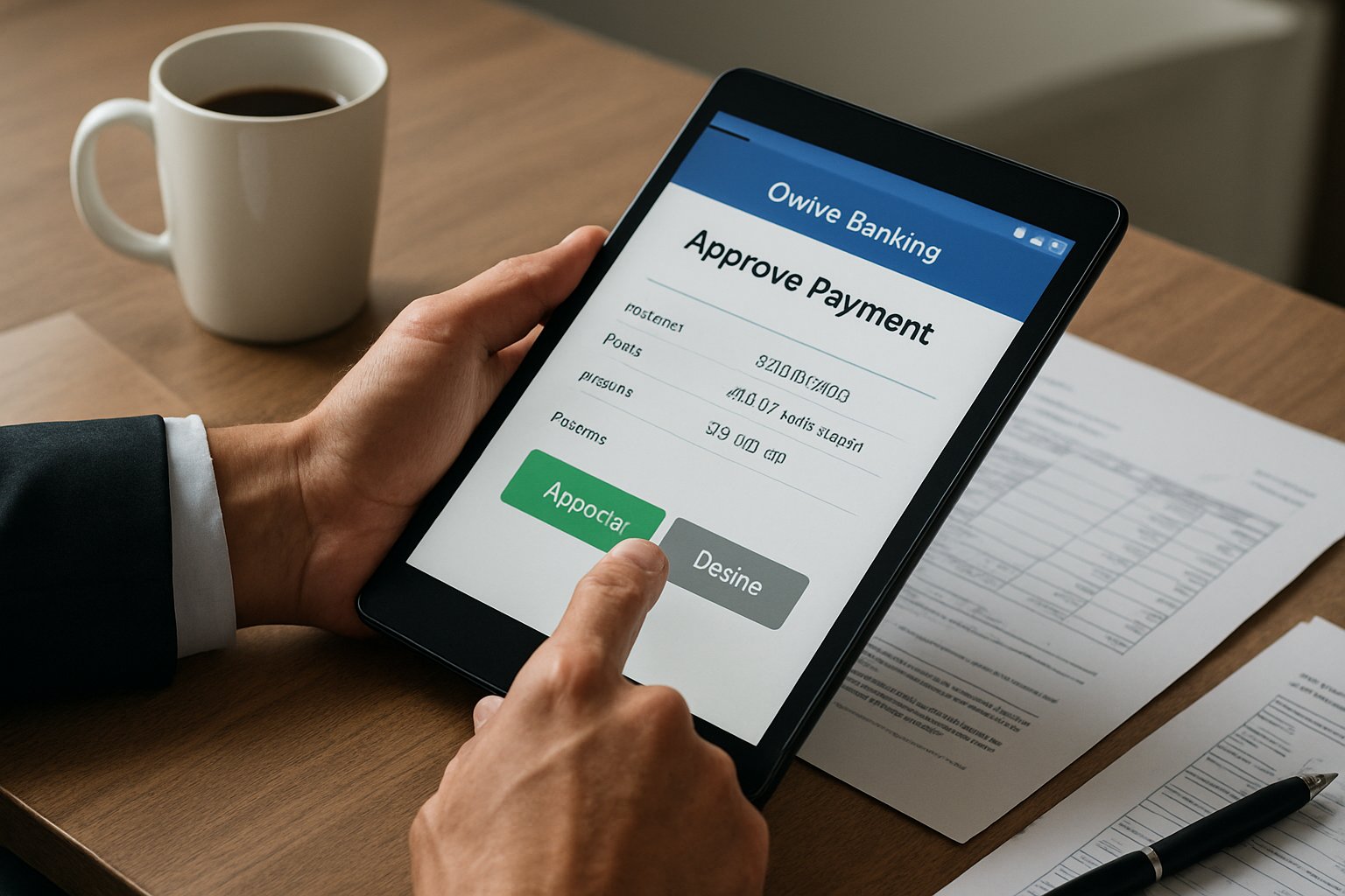 Bank employee using Digital Workforce tools for payment processing.