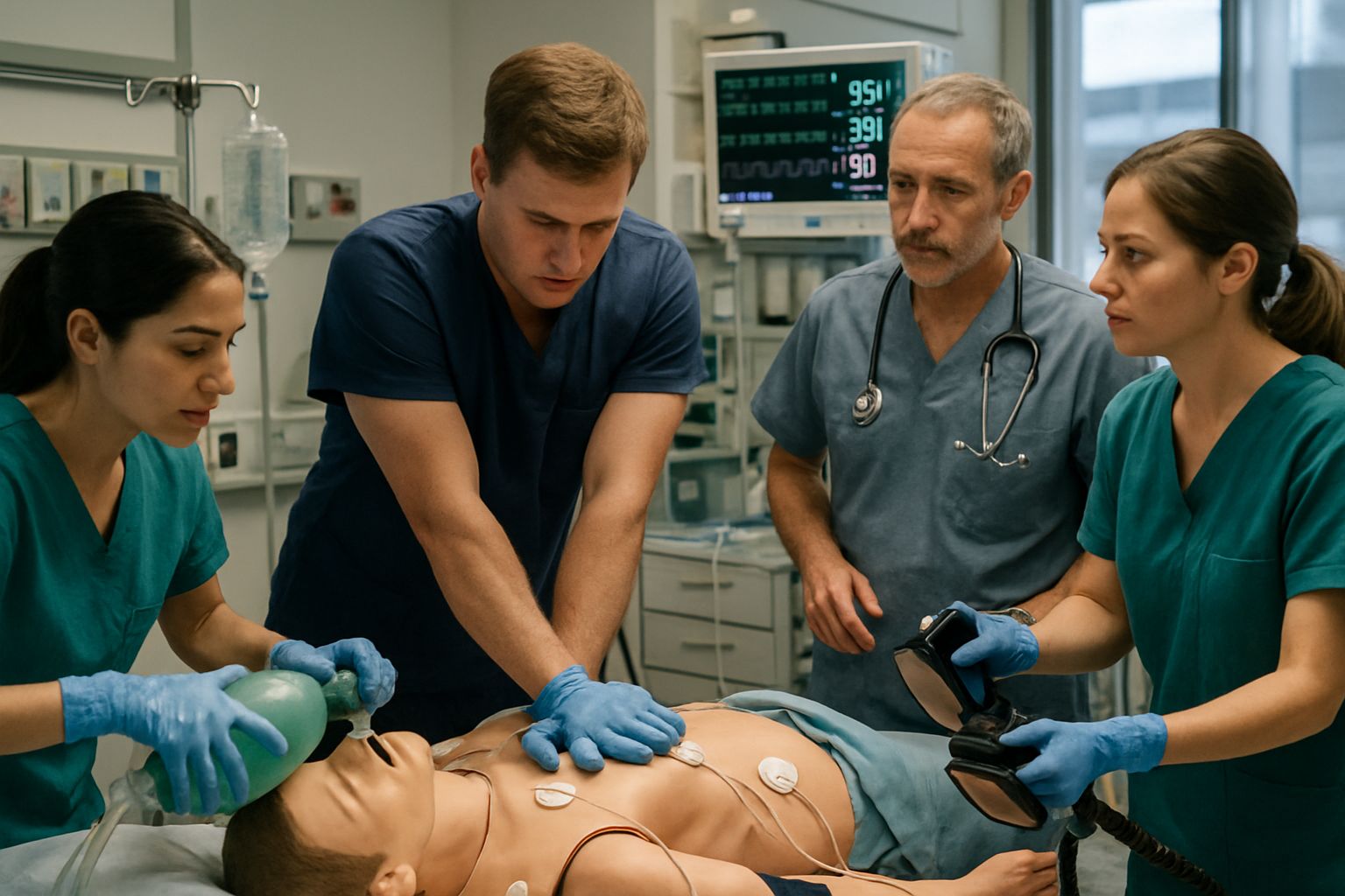 Medical Training in emergency simulation using AI-powered equipment.