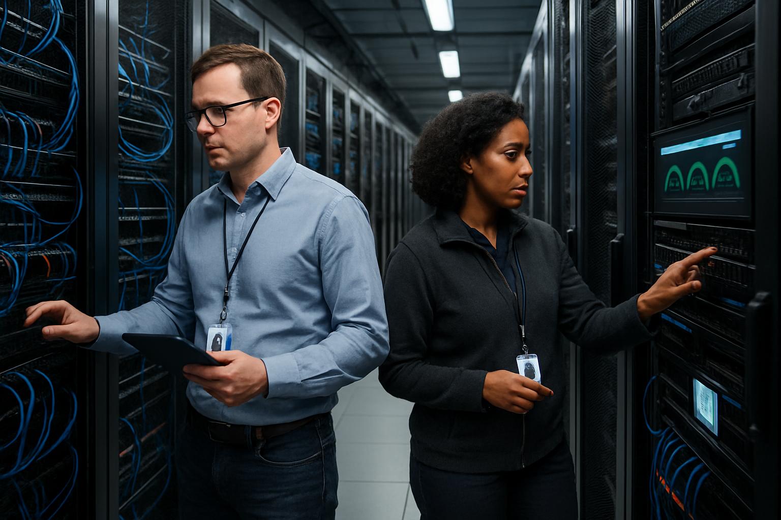 Altman Energy Defense engineers monitor server power metrics in a real data center.