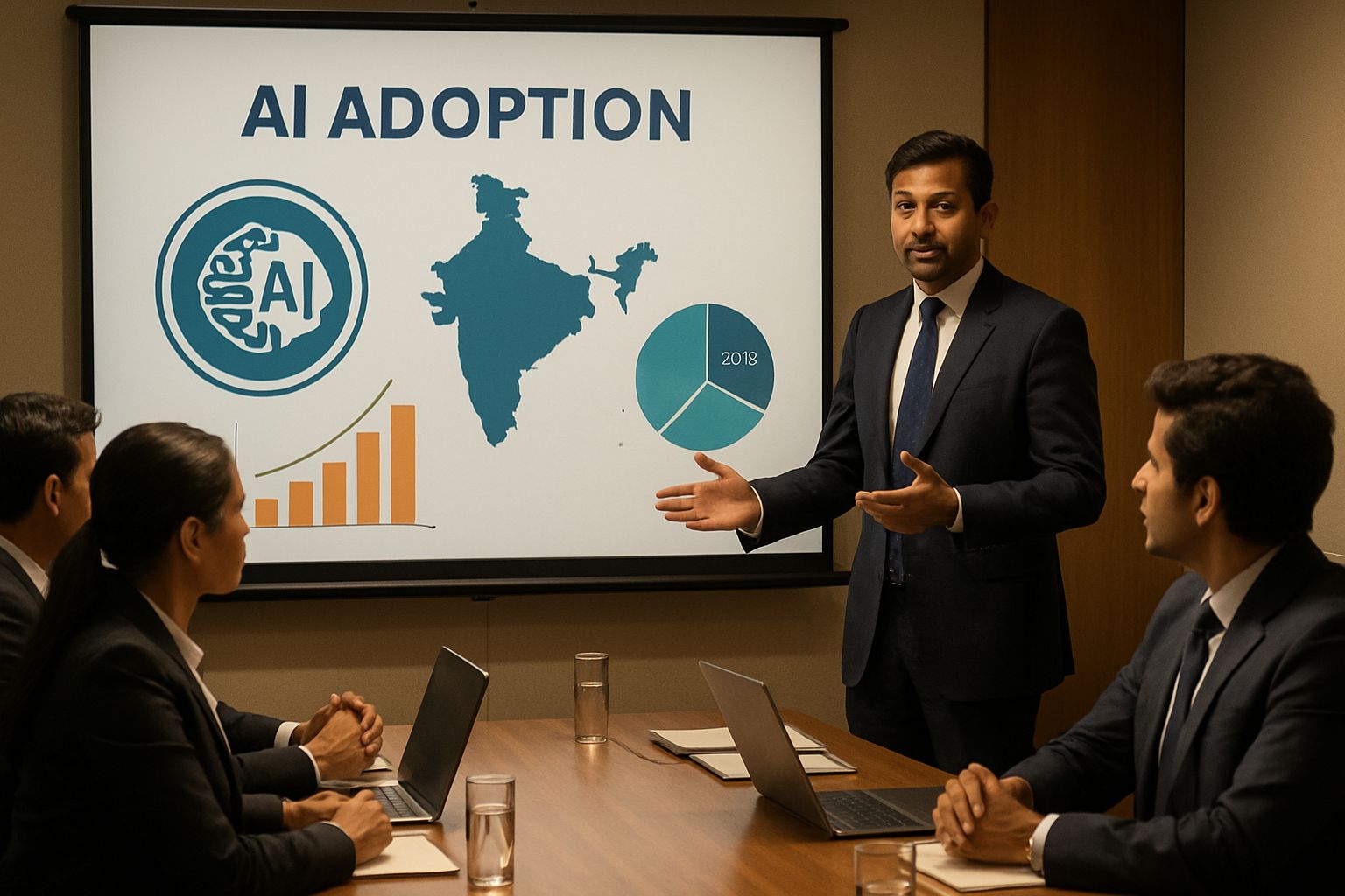 Corporate team in India learning about enterprise AI adoption trends