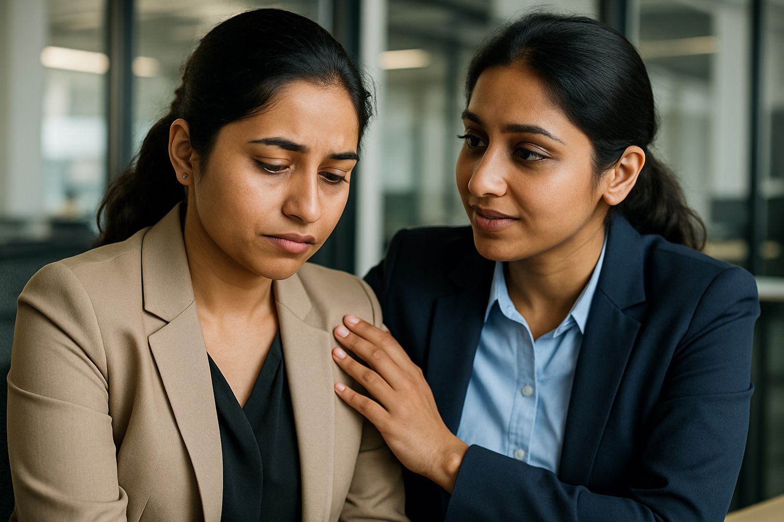 Indian female moderators practicing Moderation Ethics through peer support.