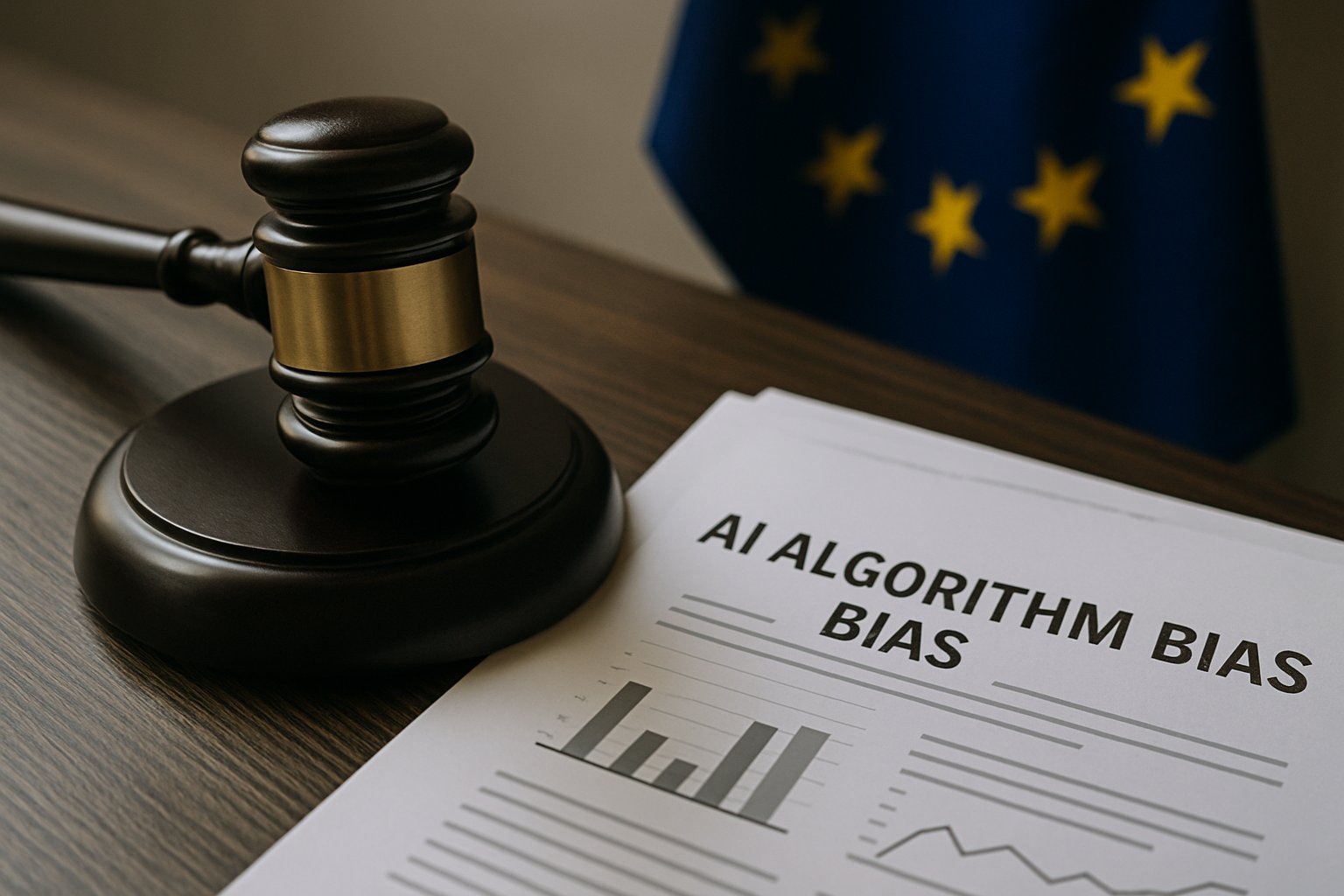 EU investigation into AI Algorithm Bias with judge's gavel