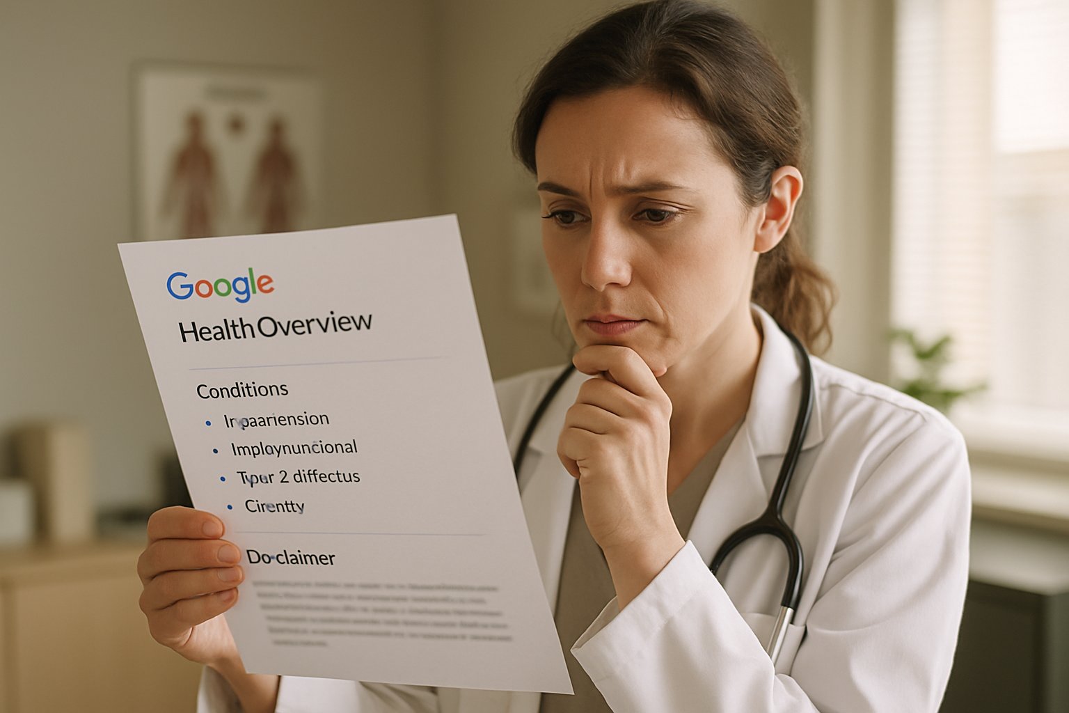 Healthcare professional assessing Information Safety Risk on Google Health content.