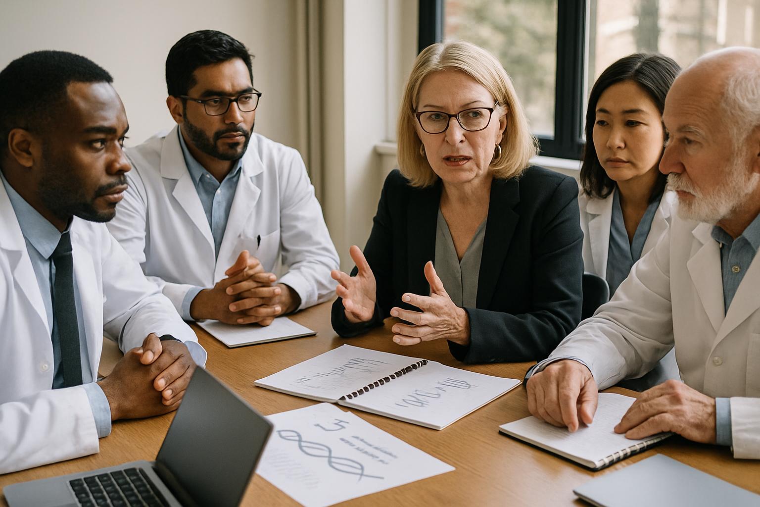 Clinicians and bioethicists debating Biological destiny at conference table