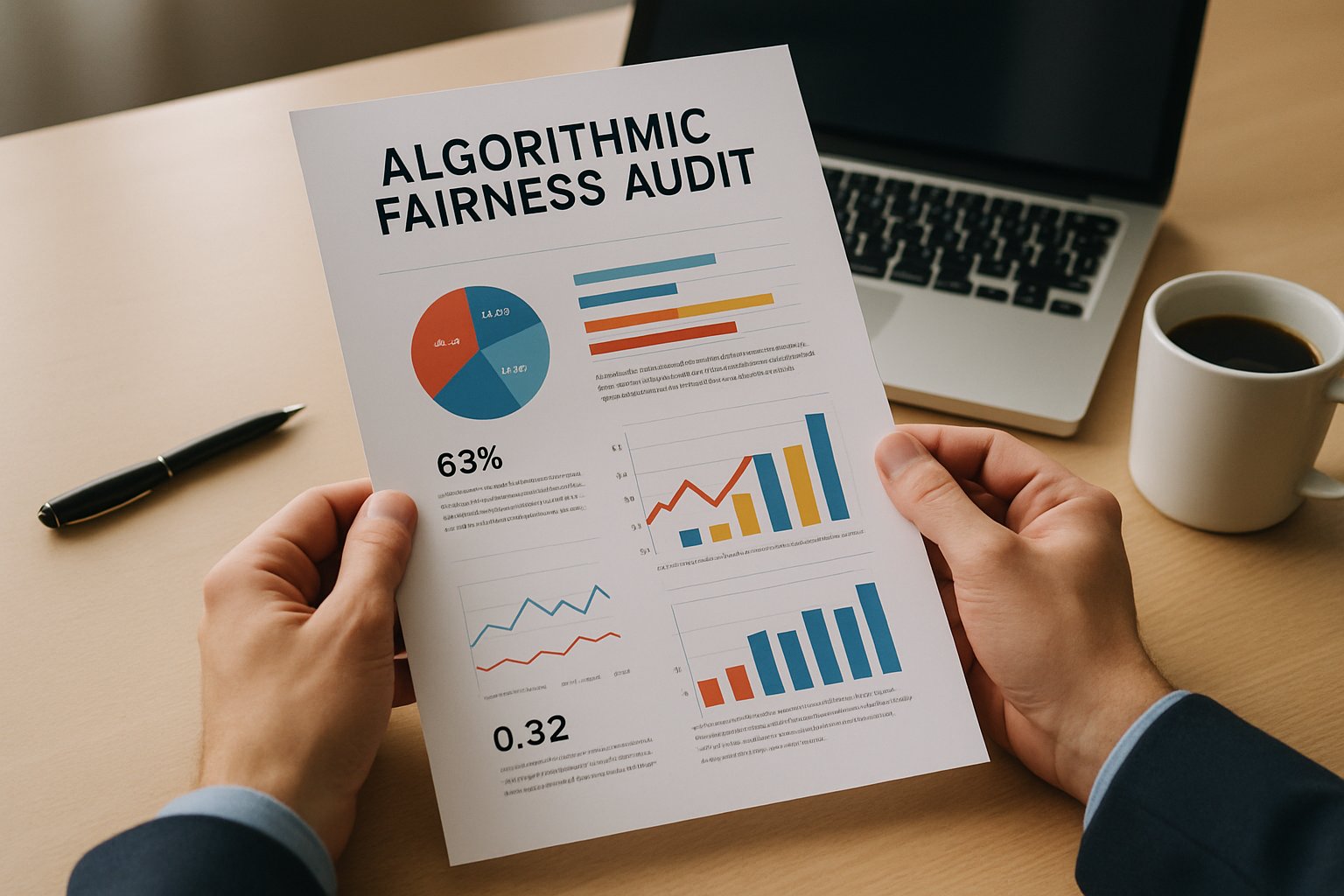 Algorithmic Fairness audit report showing gender bias analysis in hiring AI system.