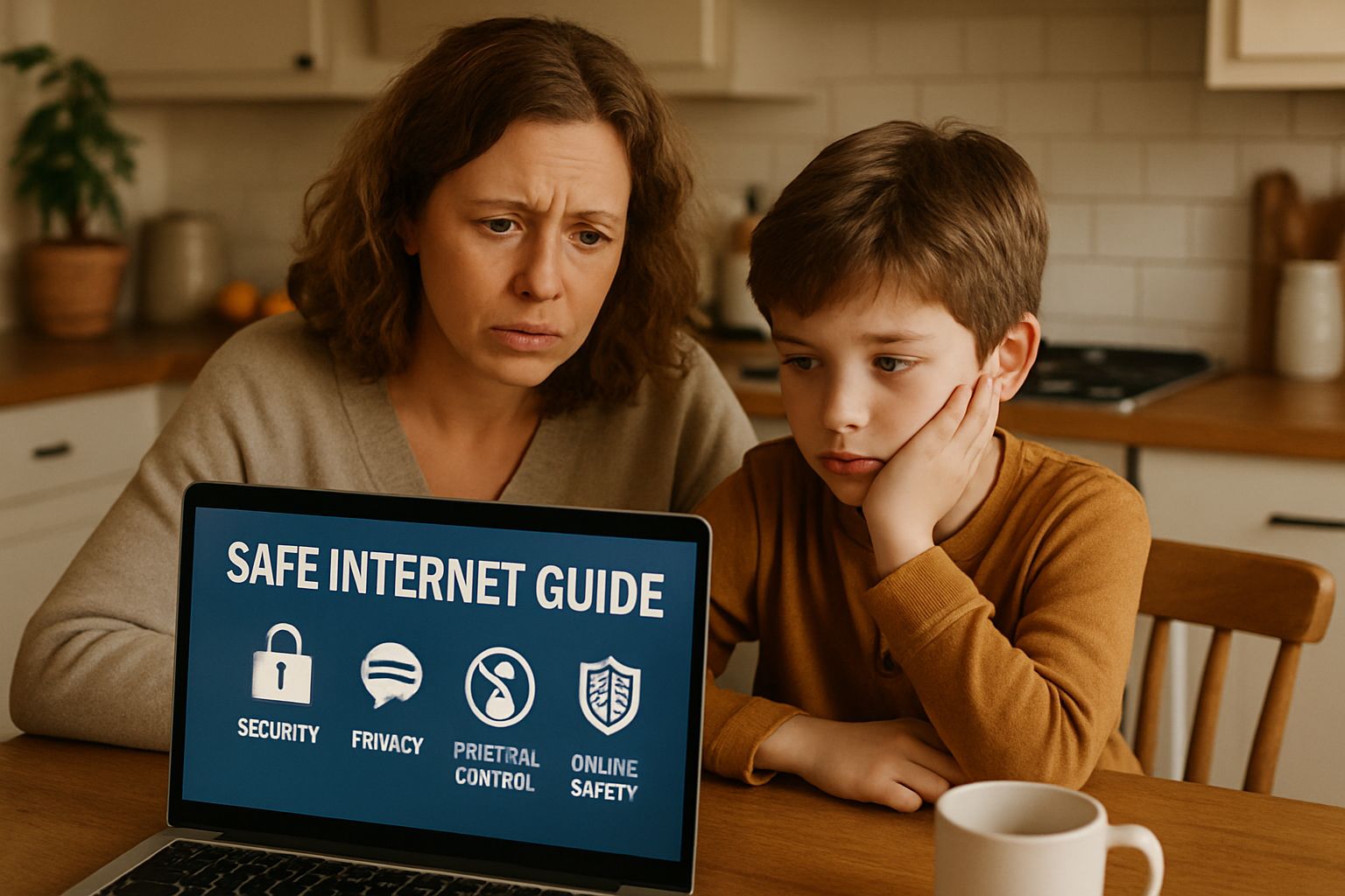 Parent discusses Grok Child Risks and online safety with child.