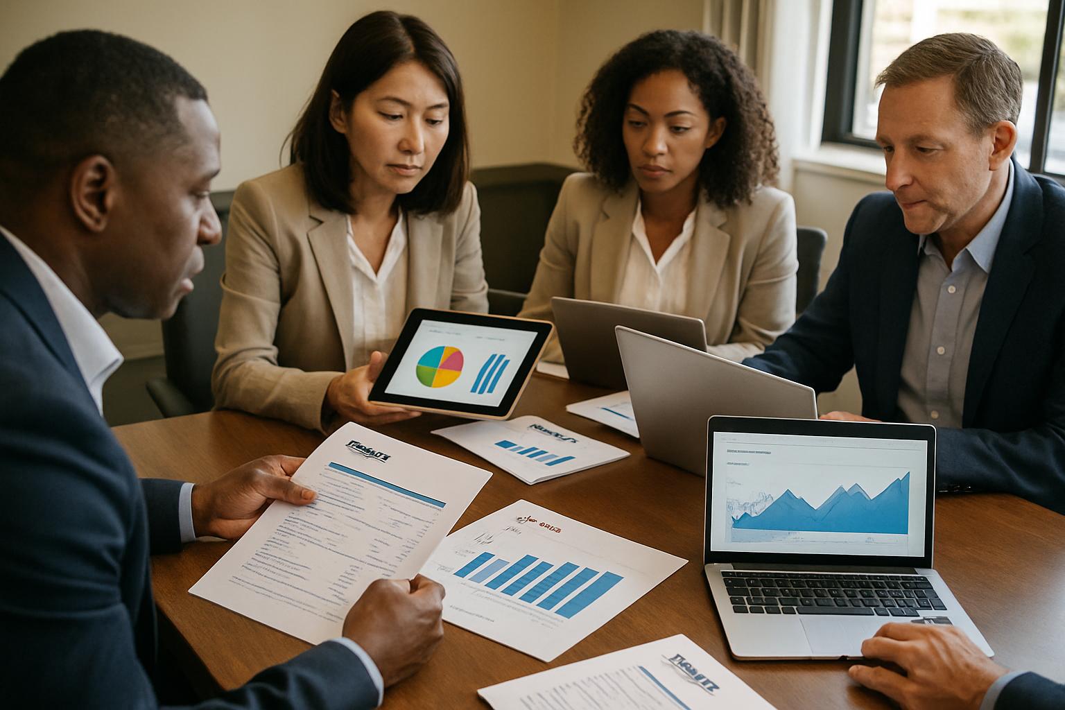 Amazon finance team reviewing earnings and discussing AI spending strategies.