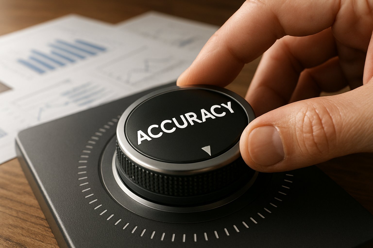Hand adjusting an accuracy dial to address the Accuracy Gap in automation.