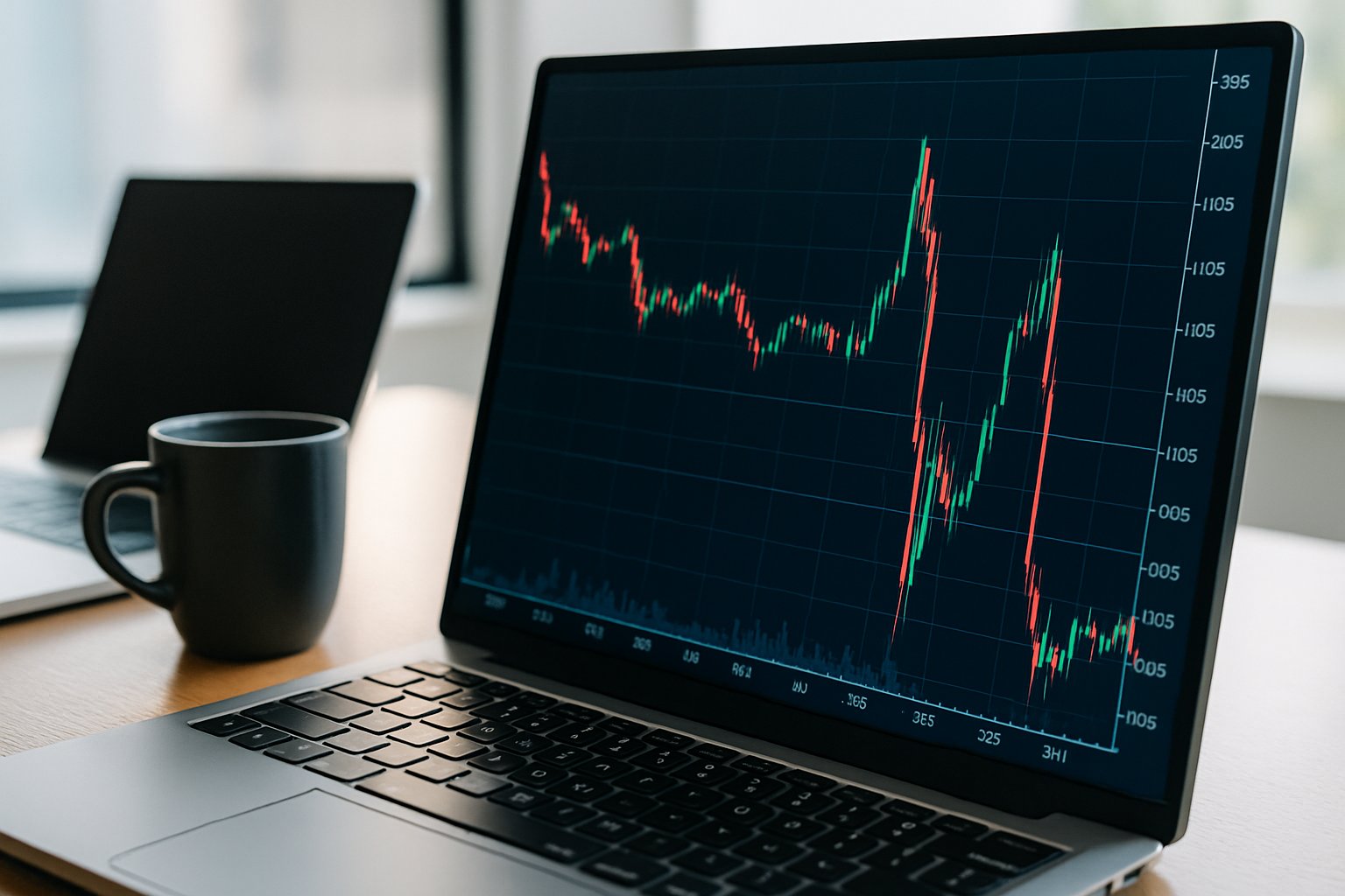 Market Volatility visualized as sharp fluctuations on a digital stock chart.