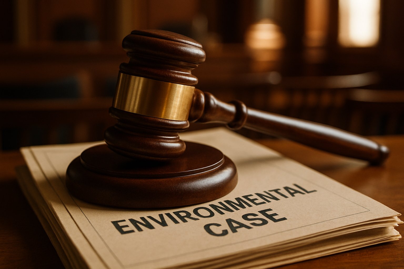 Gavel and documents symbolizing Climate Litigation in a courtroom