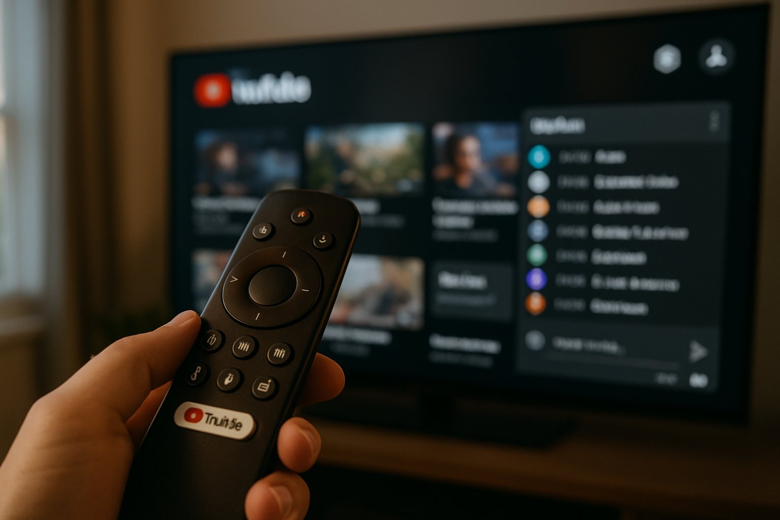 Smart Media remote controls Gemini AI chat on YouTube via a smart TV.