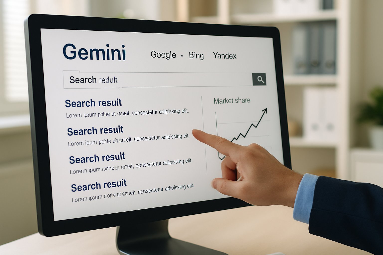 Gemini search results and data dashboard illustrate Search Engine Marketing strategies