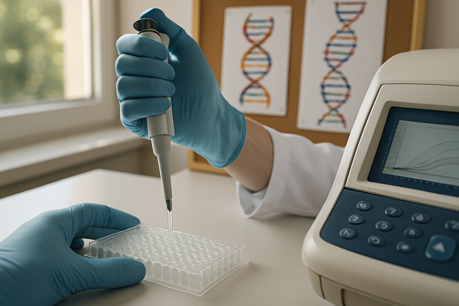 Gene Therapy process with researcher conducting CRISPR base editing experiment.