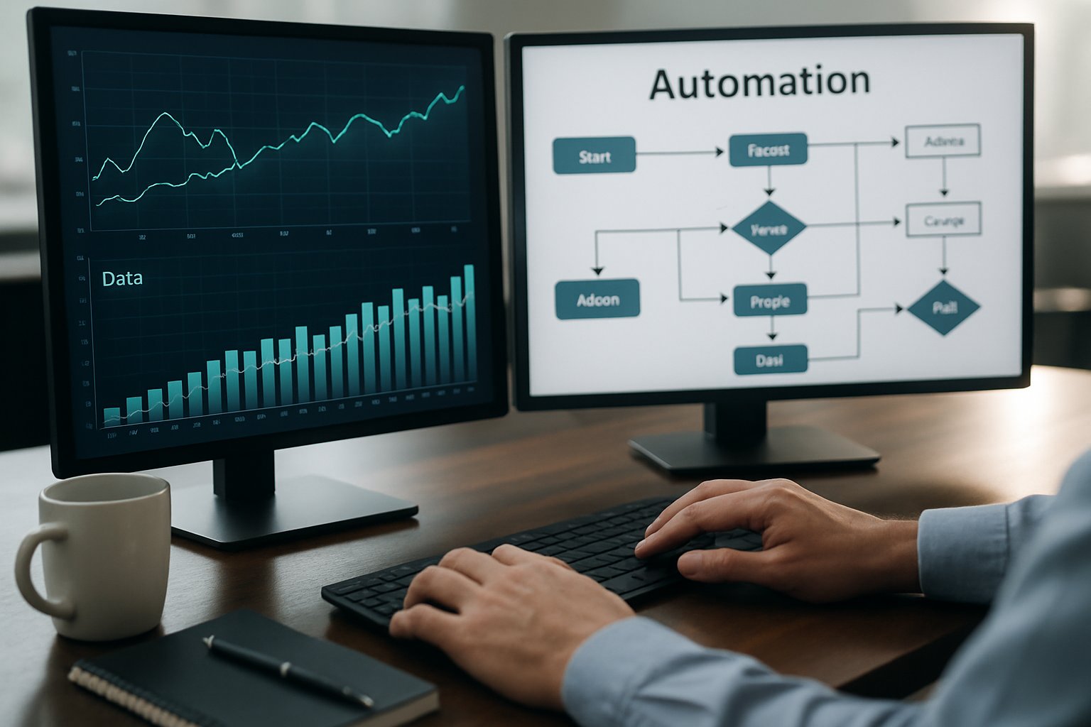 Employee utilizing Workforce Impact Automation tools at their workstation.