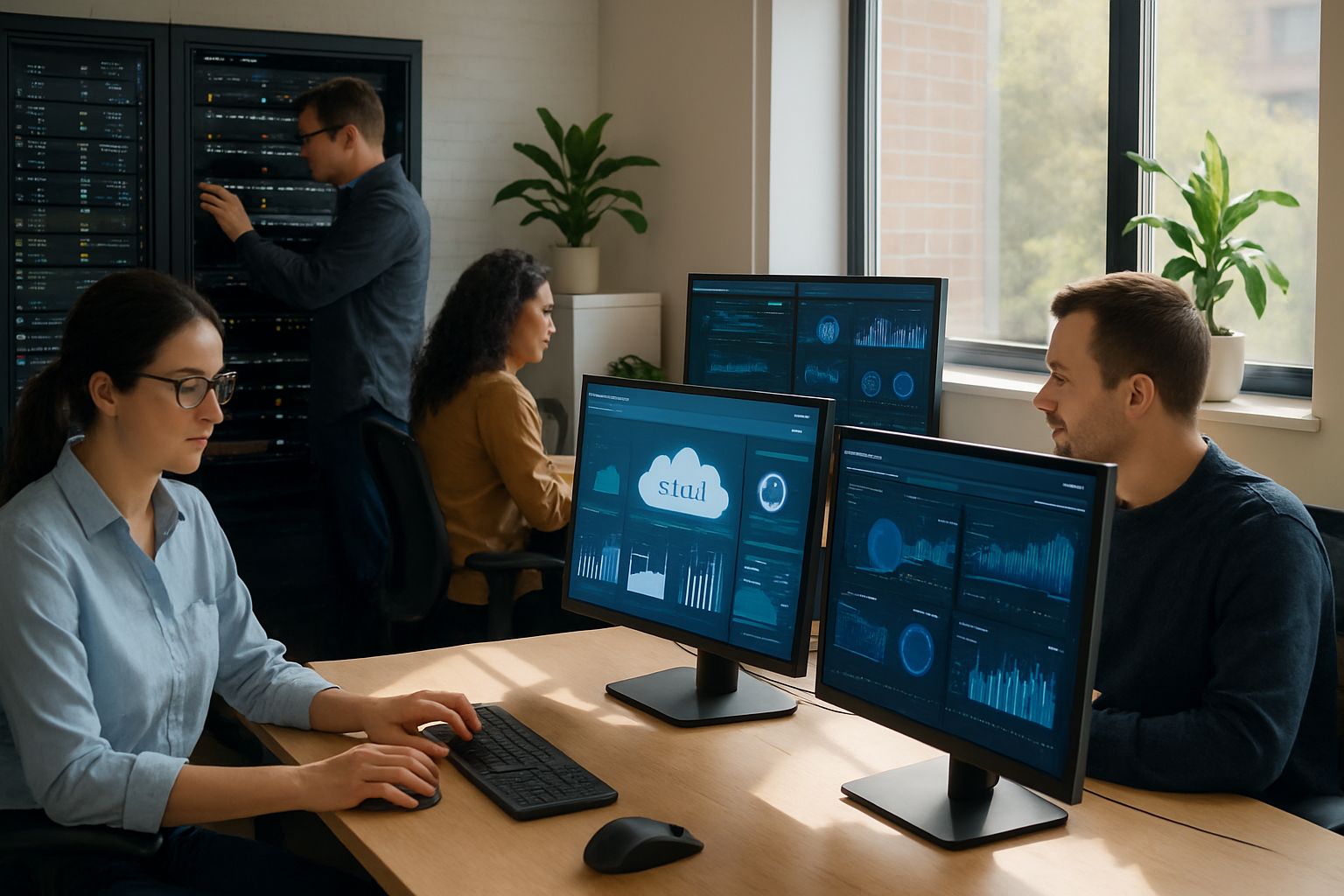 IT professionals integrating Hybrid AI Paradigm with cloud and on-premises systems.