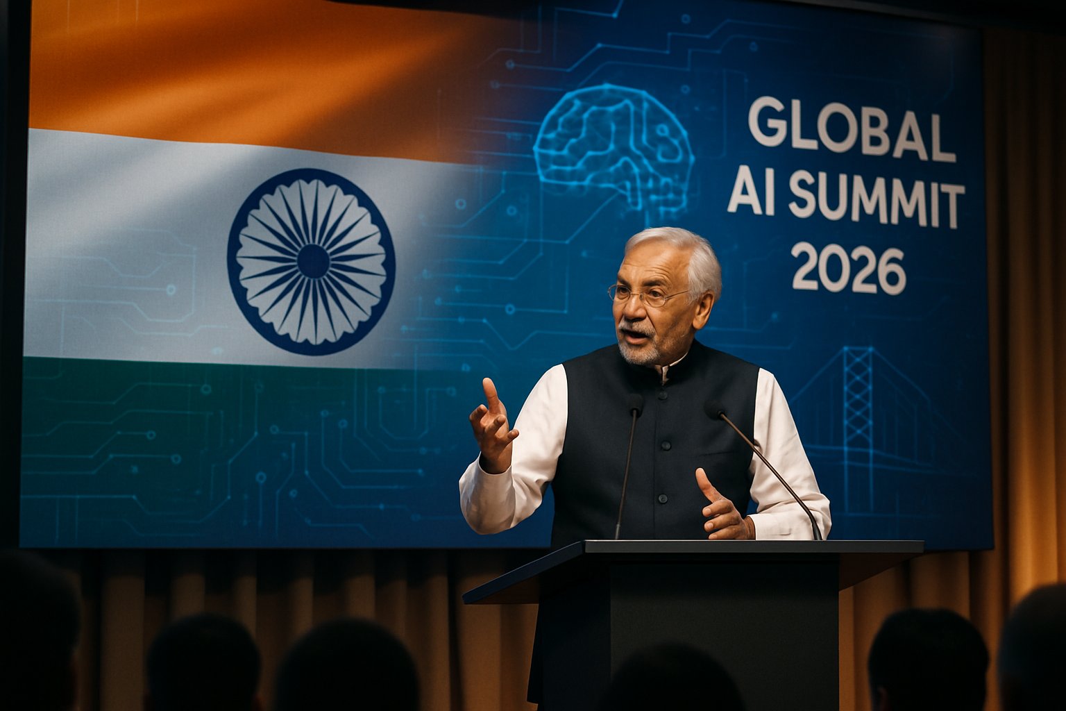 Indian official presenting at Global AI Summit on infrastructure pledges