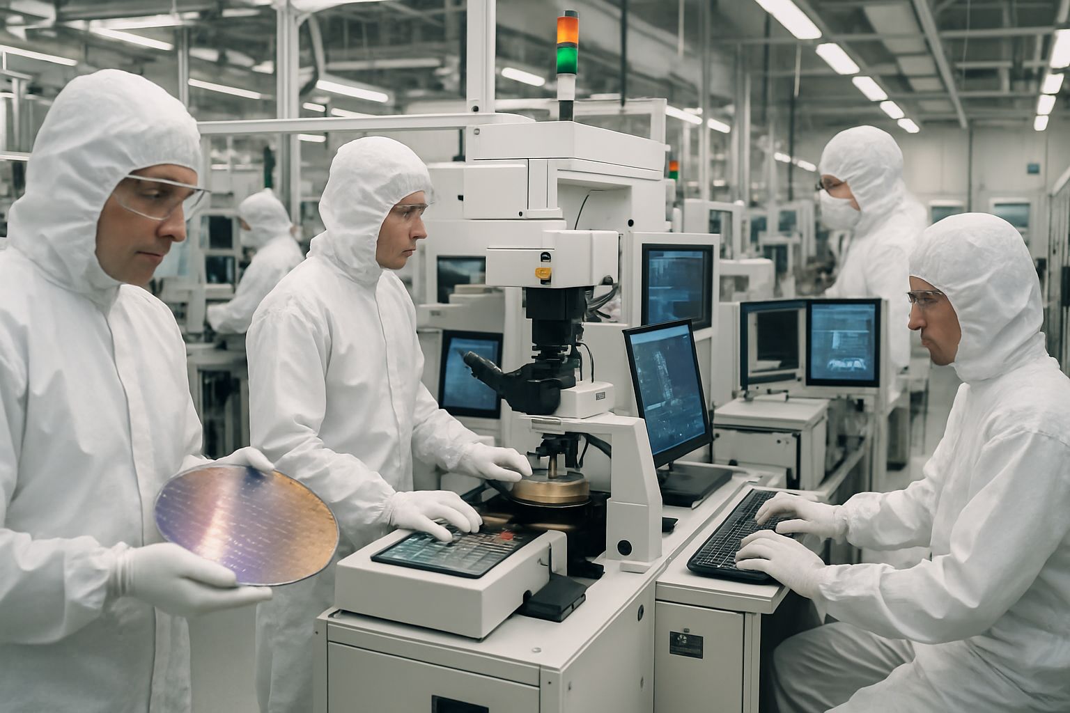 Engineers in fabrication plant advancing Semiconductor Capital Investment projects.