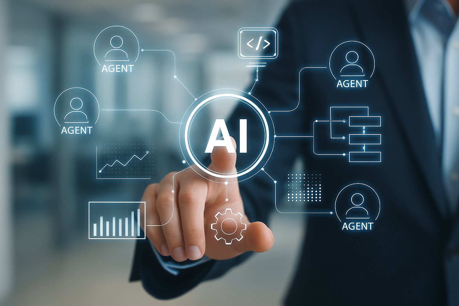 Professional using AI-driven interface representing Agentic Enterprise Paradigm interactions.