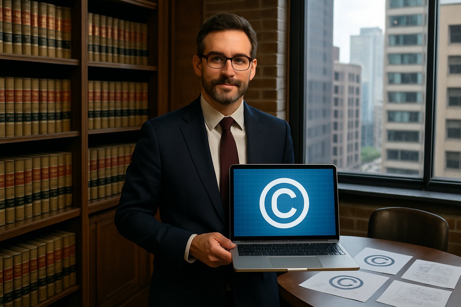 AI Design legal expert analyzing digital design and copyright law.